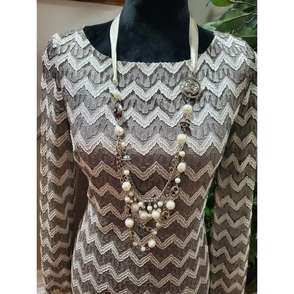 Jessica H Women's Gray Cotton Round Neck Long Sleeve Knee Length Dress Size 10 - Picture 3 of 11